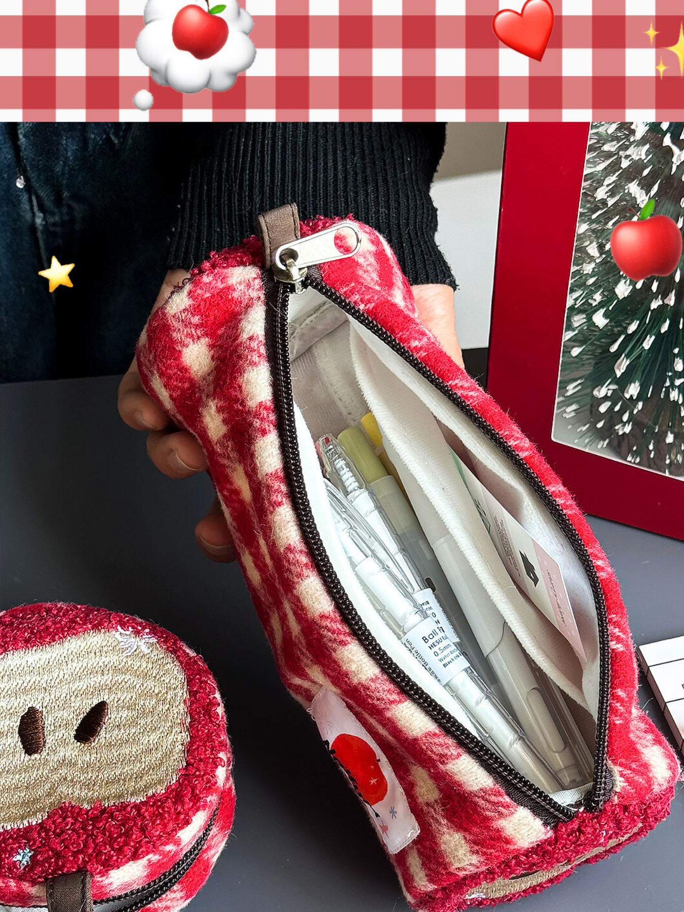 Original Design Red Apple Pencil Pouch