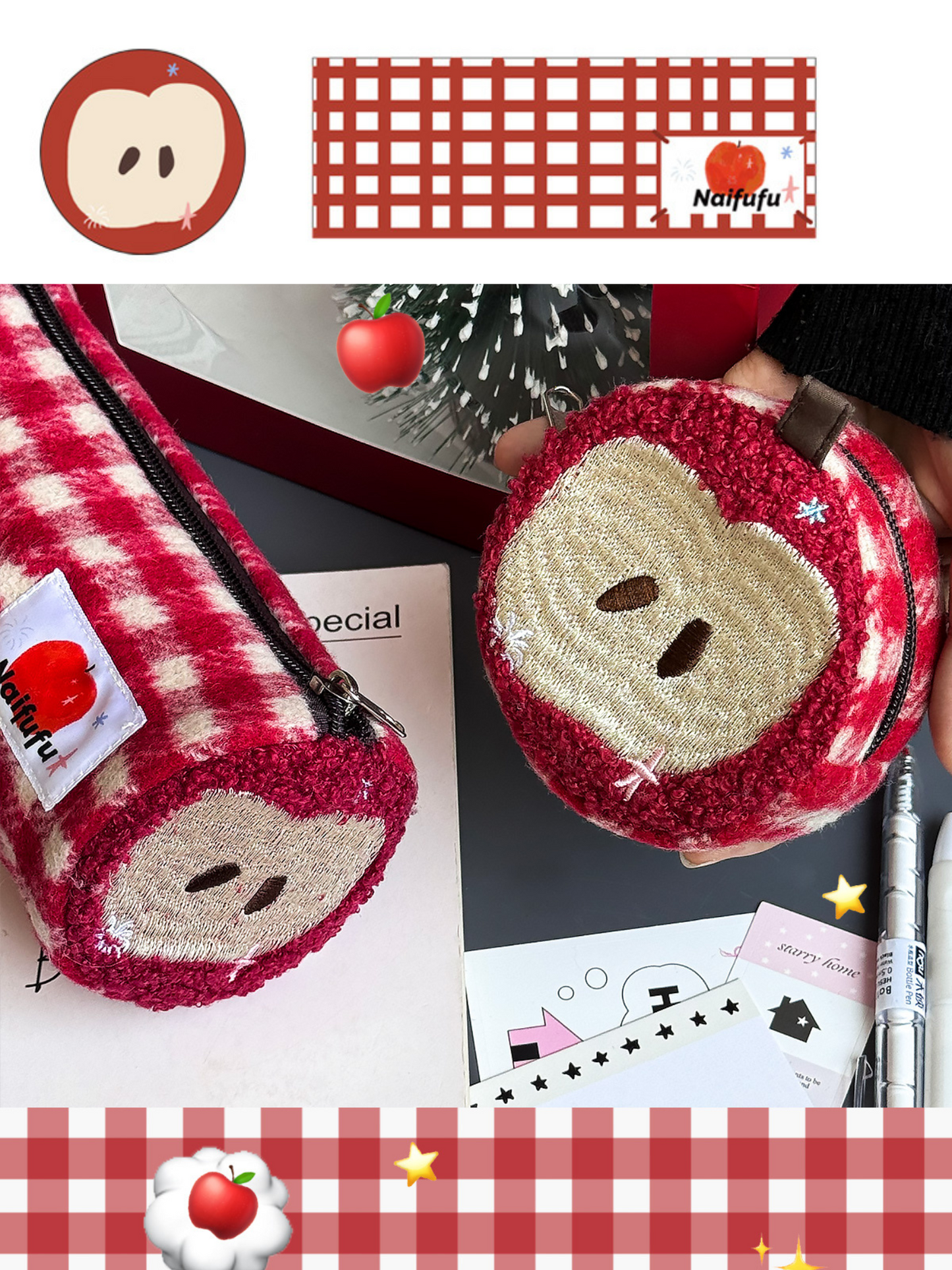 Apple Slices Mini Bag, Coin Purse, Cute Pendant