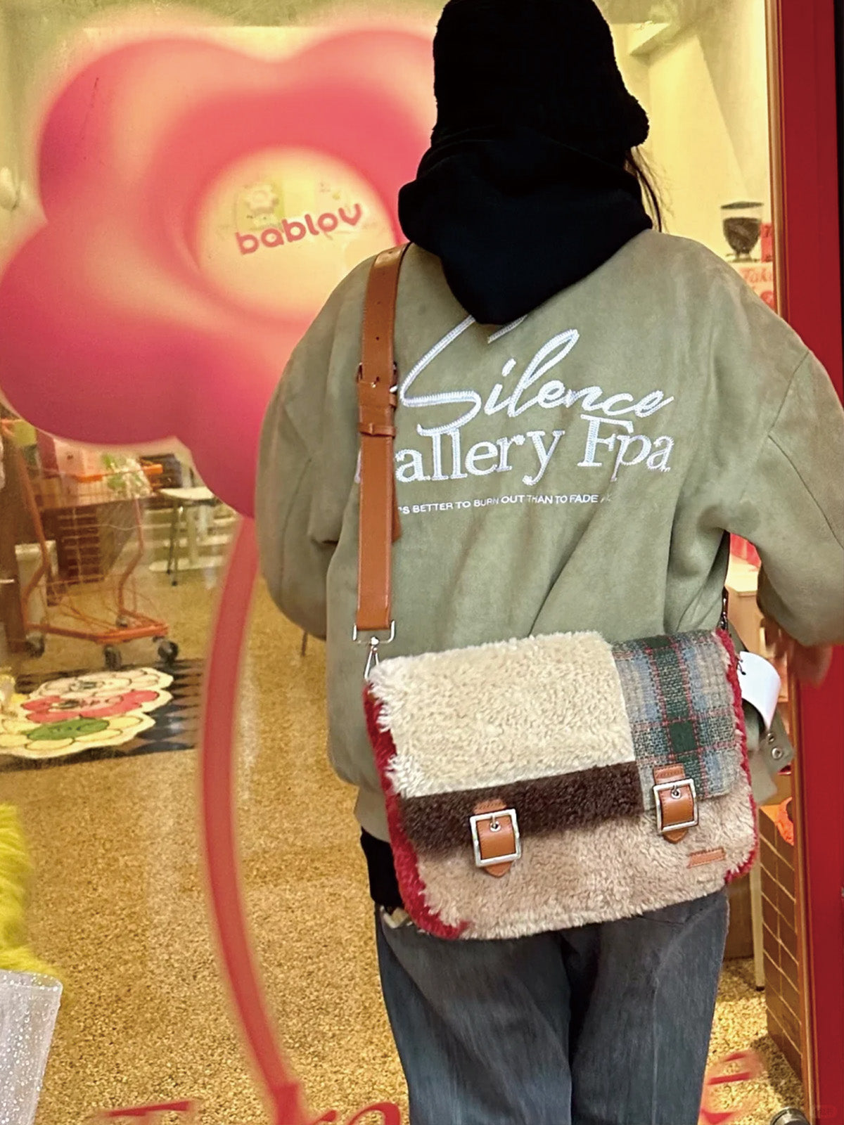 Plush Fusion Retro Crossbody Messenger Bag