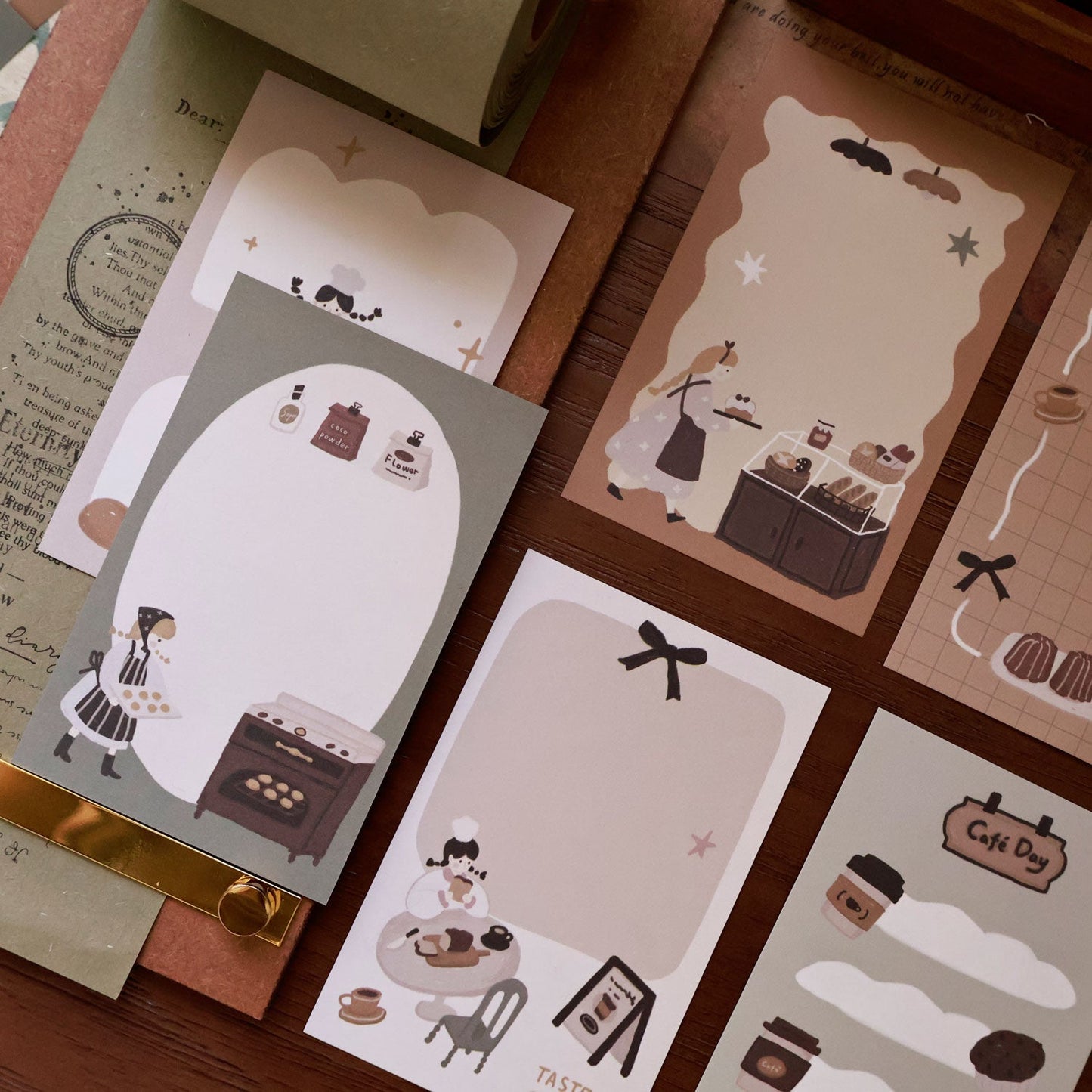 Caramel Bread Double-Sided Memo Notepads