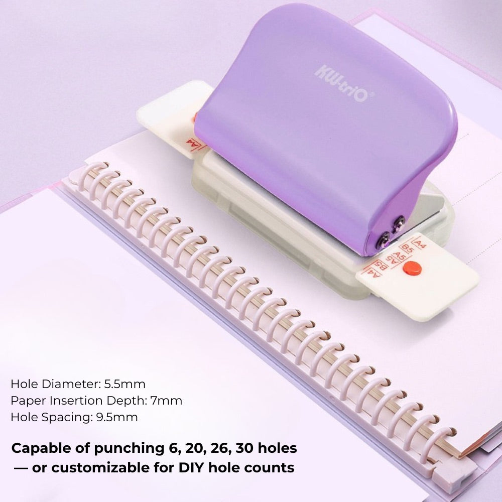 6-Hole Punch – Adjustable Paper Puncher for A4/B5/A5 Loose-Leaf Refills