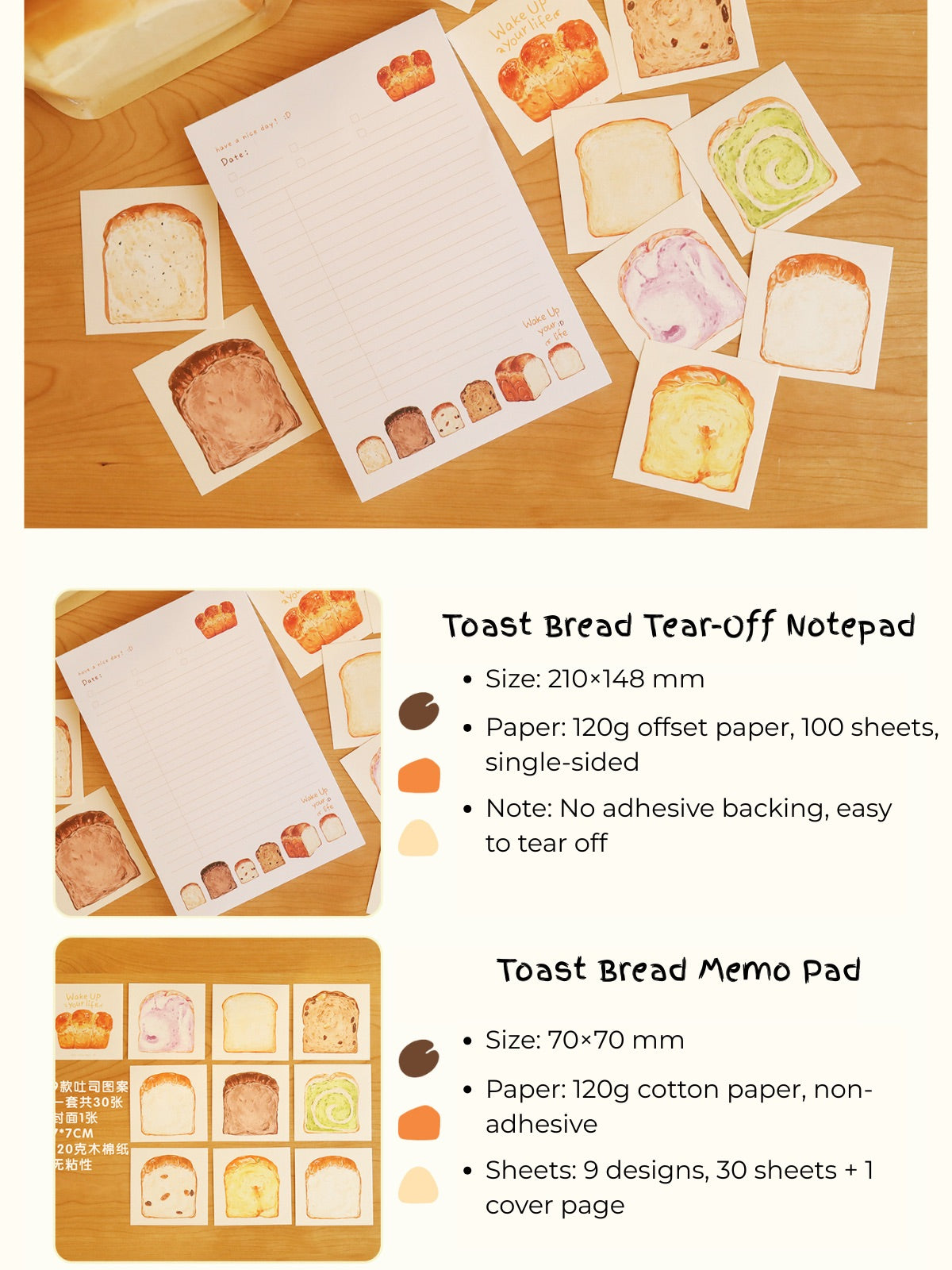 Toast A5 Notepad, Non-sticky Memo Pads