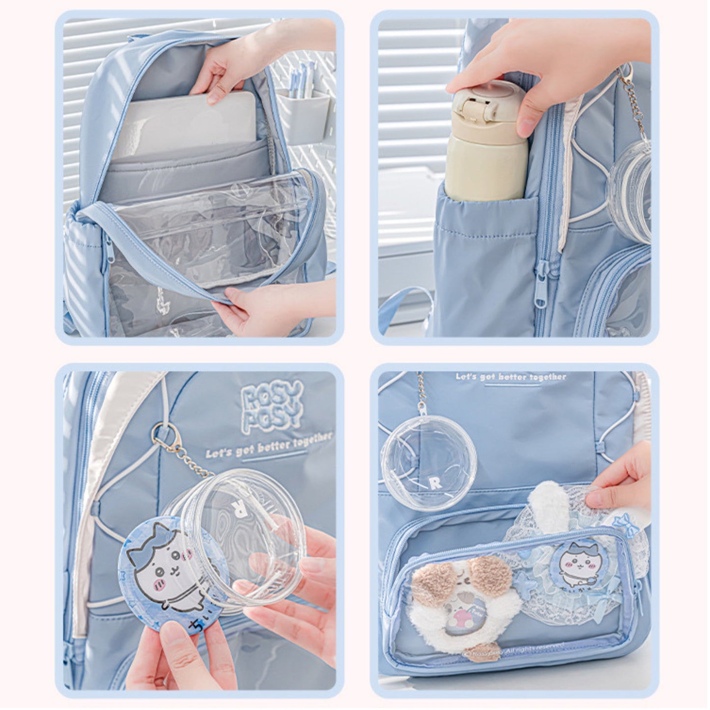 Transparent Window Large Capacity 2 Bags In 1 Detachable Backpack