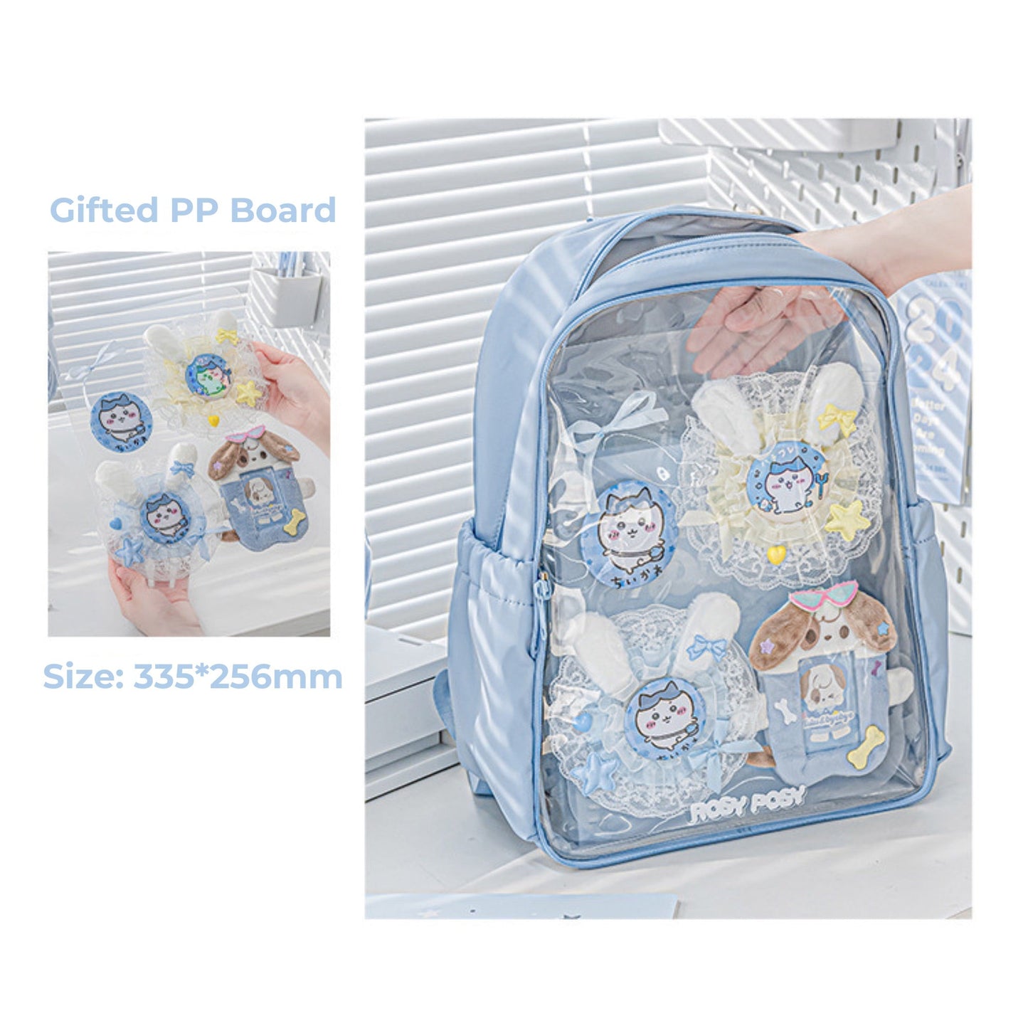 Transparent Window Large Capacity 2 Bags In 1 Detachable Backpack