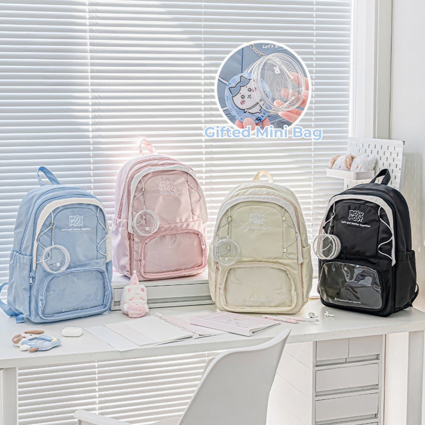 Transparent Window Large Capacity 2 Bags In 1 Detachable Backpack