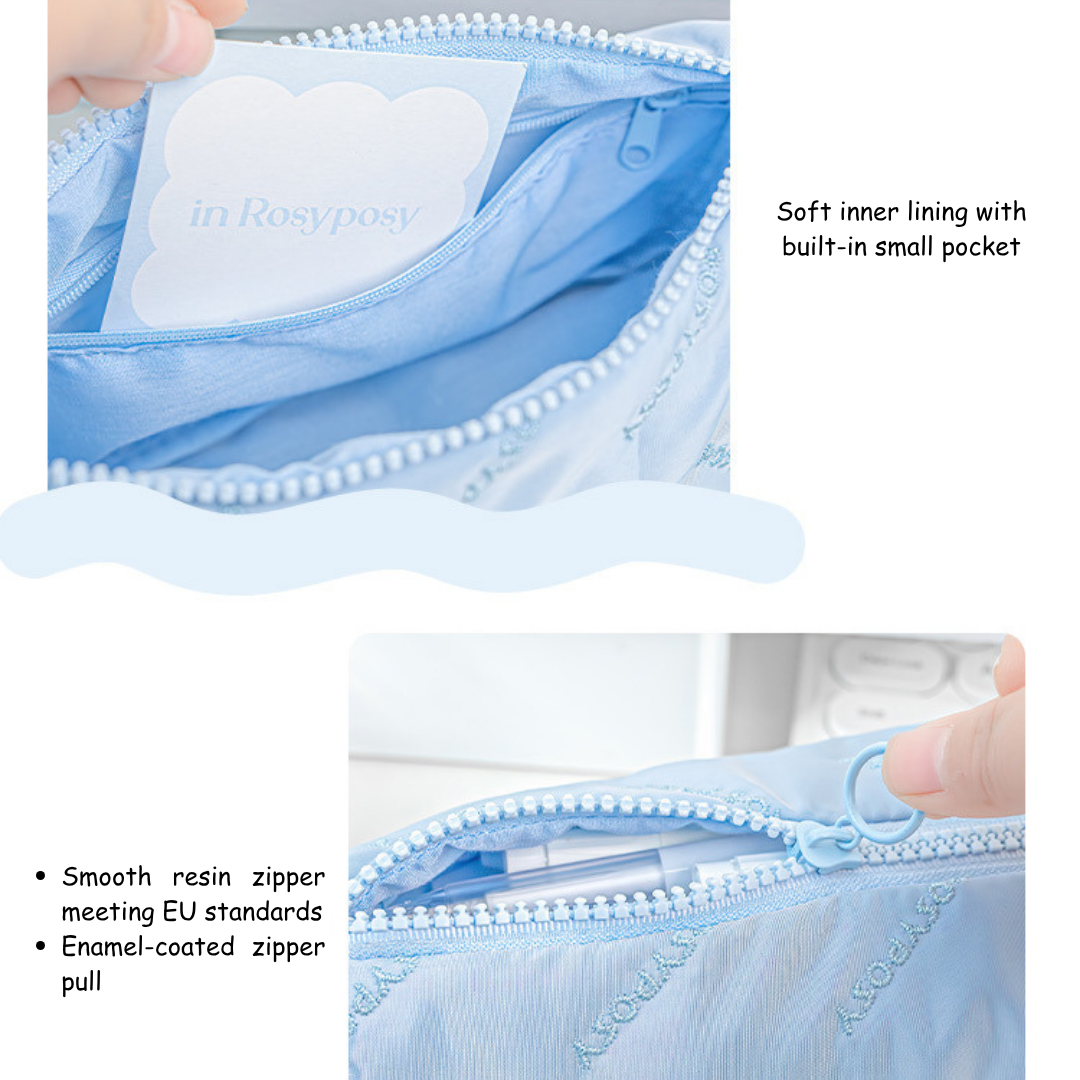 Cloud Fluffy Embroidered Pencil Case with Handle