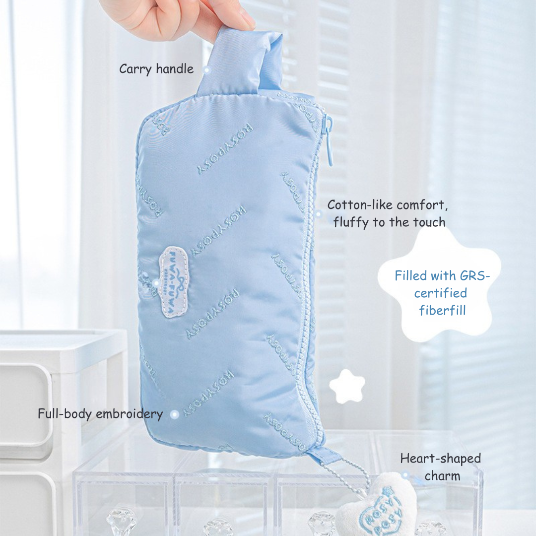 Cloud Fluffy Embroidered Pencil Case with Handle