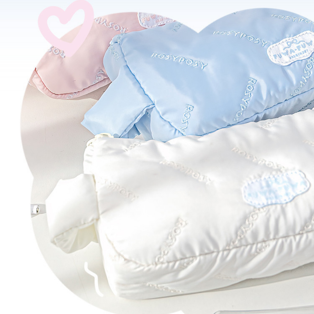 Cloud Fluffy Embroidered Pencil Case with Handle
