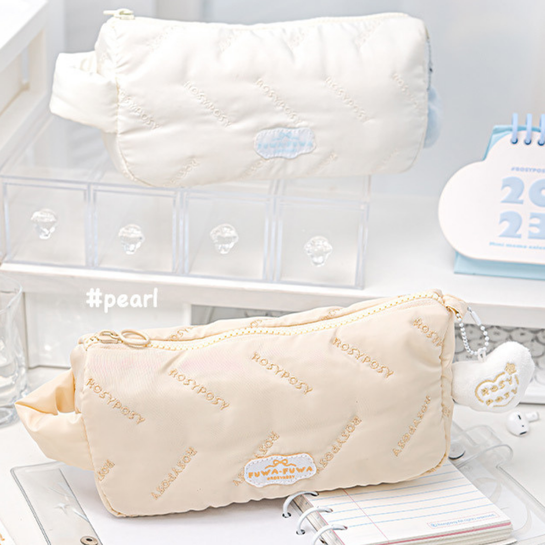Cloud Fluffy Embroidered Pencil Case with Handle