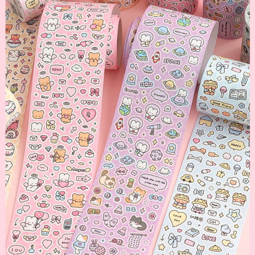 Colorful Graffiti Sticker Roll - Cute Cartoon Decorative Tape