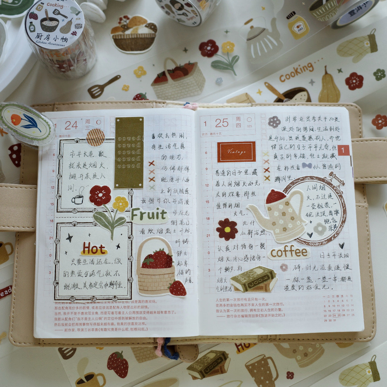 Kitchen Accessories – Light Retro Washi & PET Tape