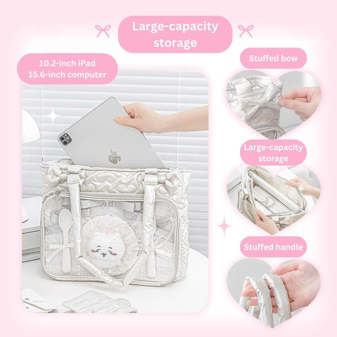 Light & Soft Cotton Shoulder Bag with Transparent Window
