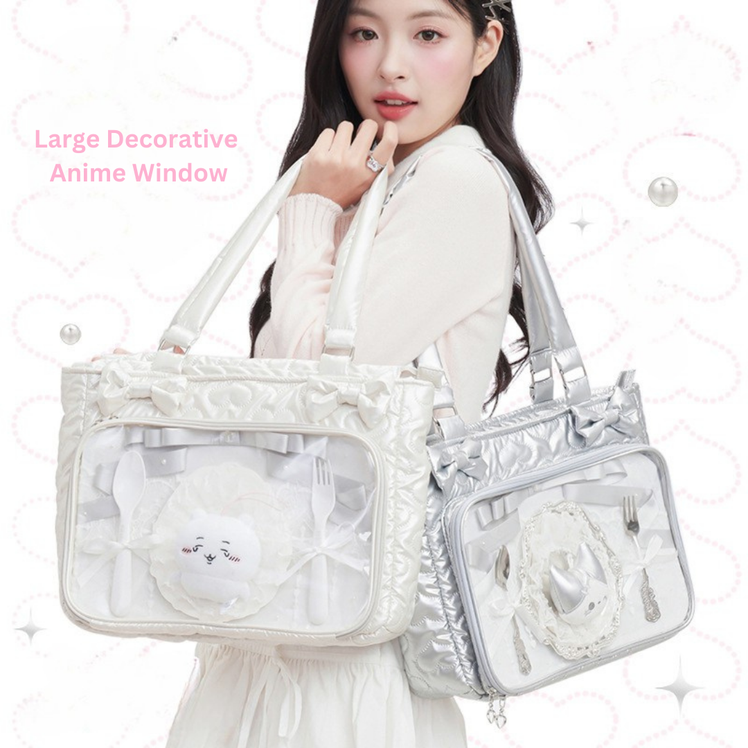Light & Soft Cotton Shoulder Bag with Transparent Window