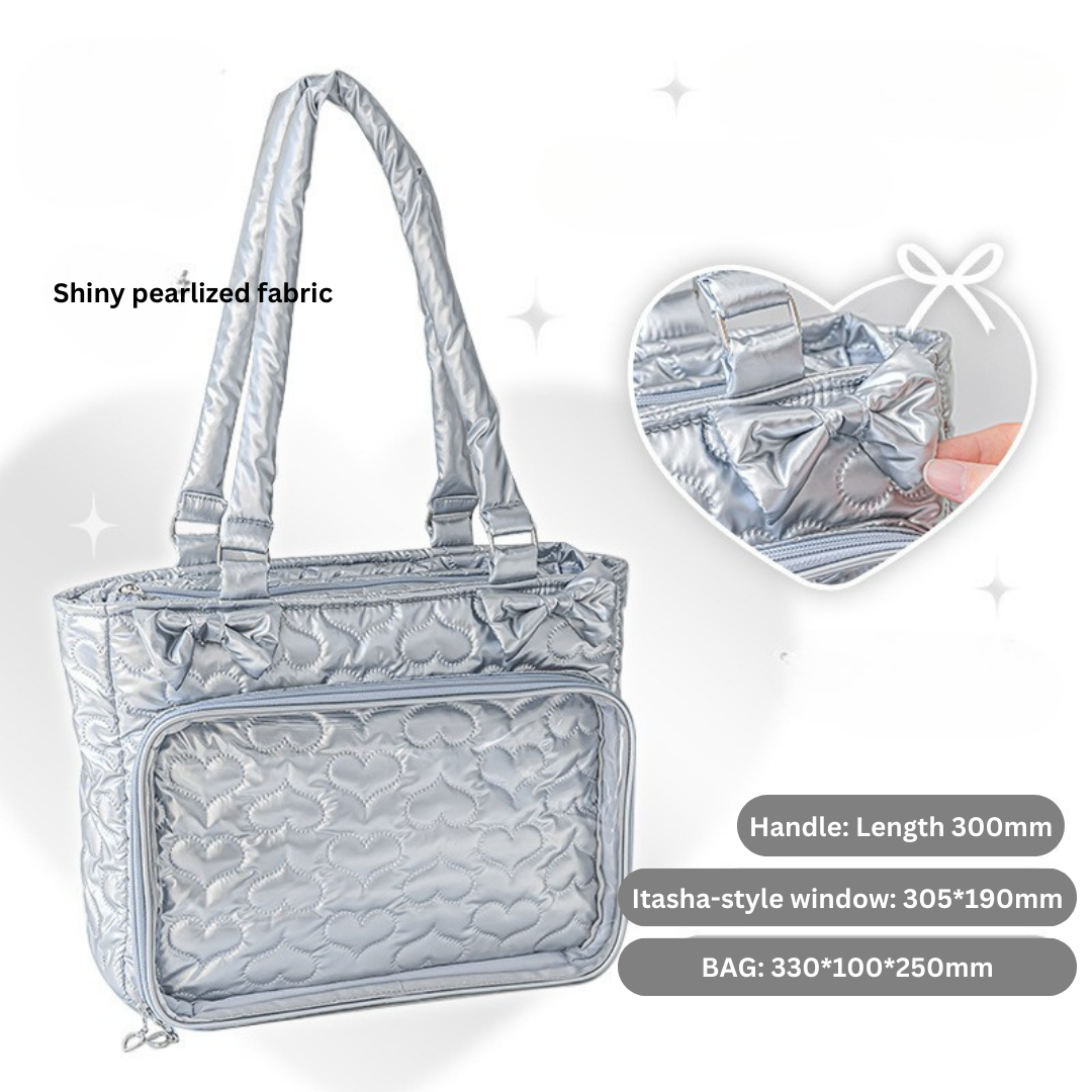Light & Soft Cotton Shoulder Bag with Transparent Window