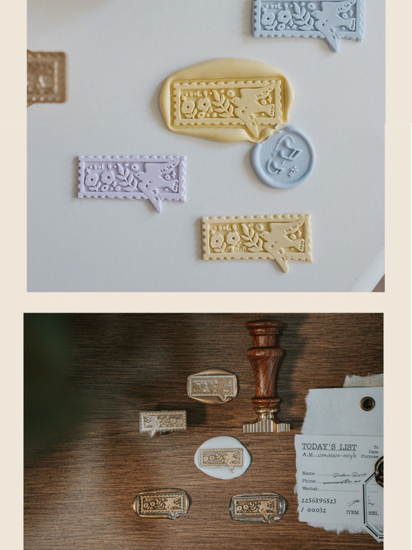 Original Stamp Bird Wax Sealing Stamps Head & Wooden Handle