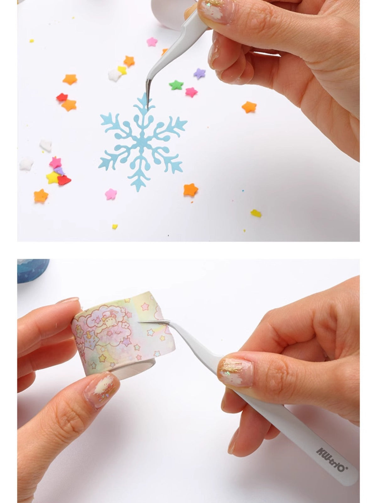 Pointed Elbow Stainless Steel Tweezers for Journaling & DIY