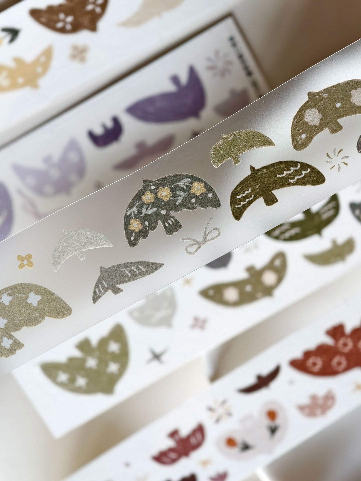 Rainbow Birds โ Light Retro Washi & Matte PET Tape