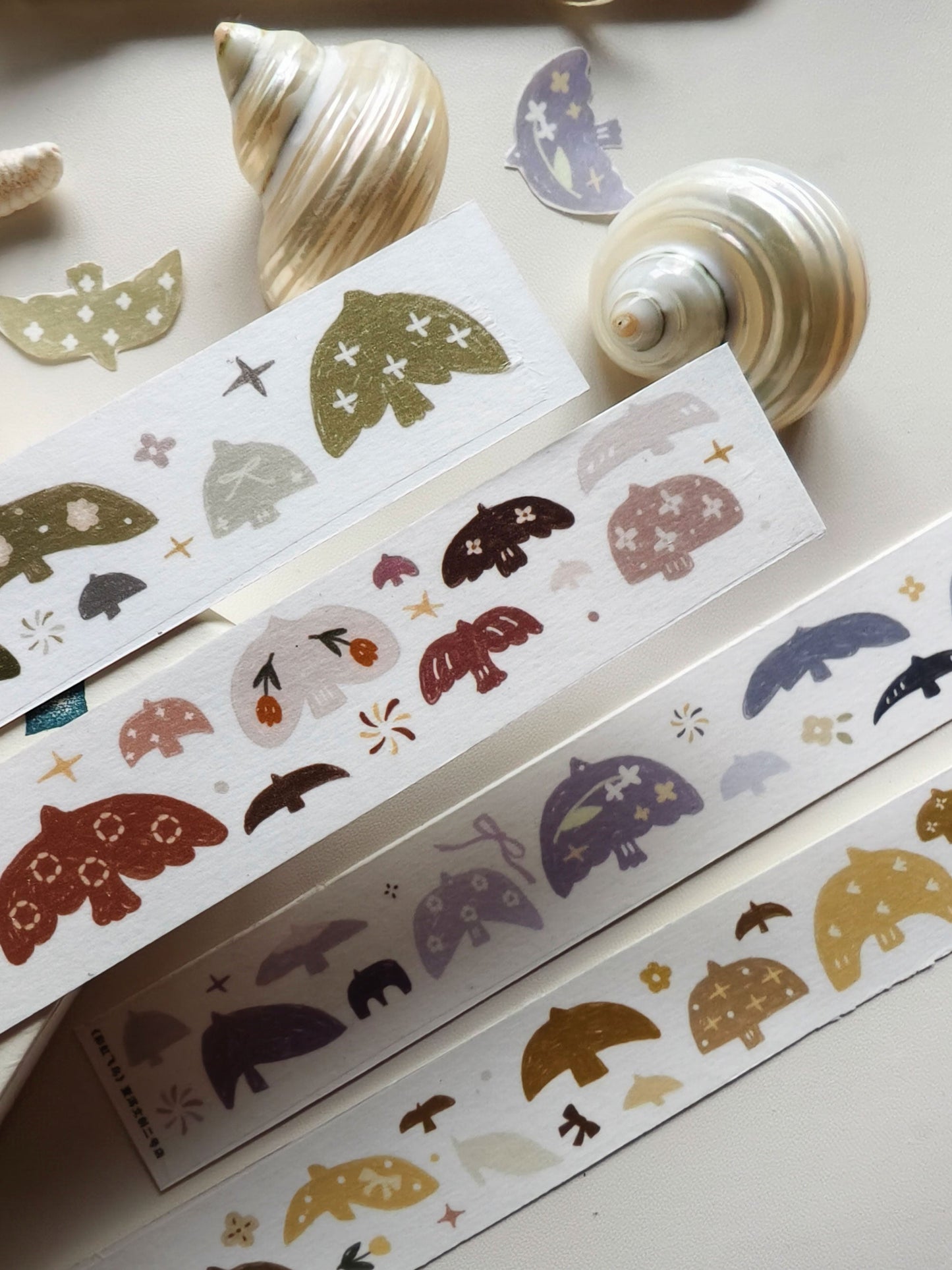 Rainbow Birds โ Light Retro Washi & Matte PET Tape