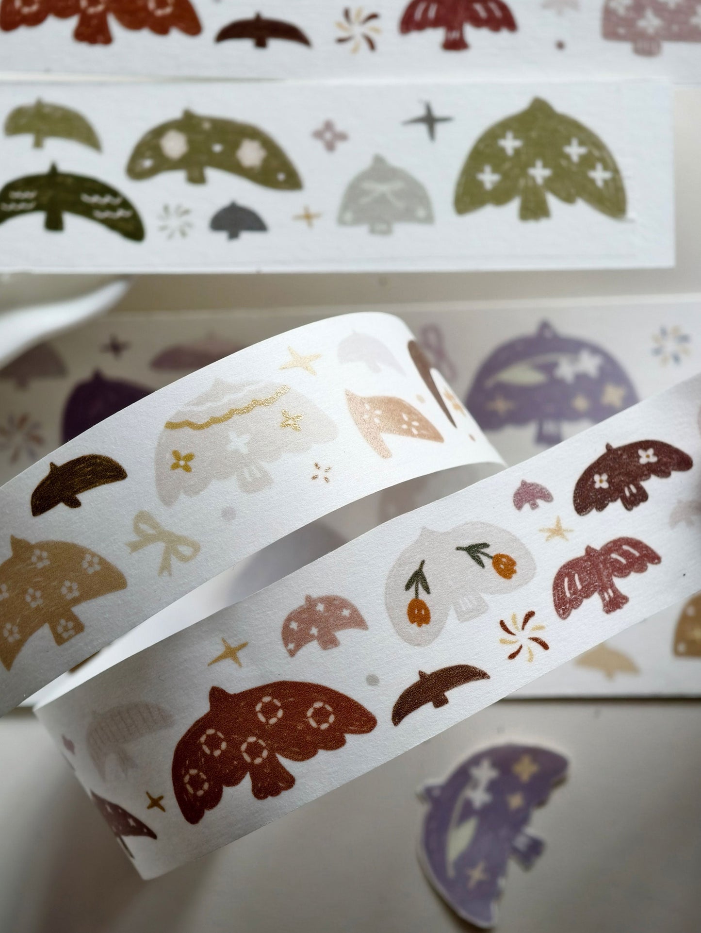 Rainbow Birds โ Light Retro Washi & Matte PET Tape