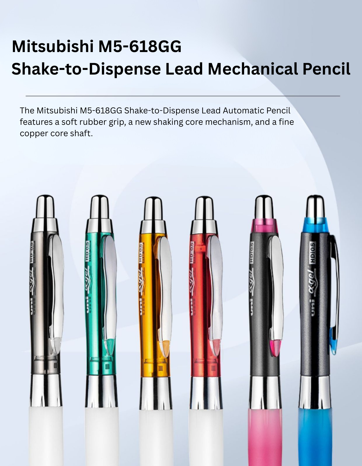 Uni Mitsubishi Kuru Toga Soft Gel Grip Mechanical Pencil M5-618GG