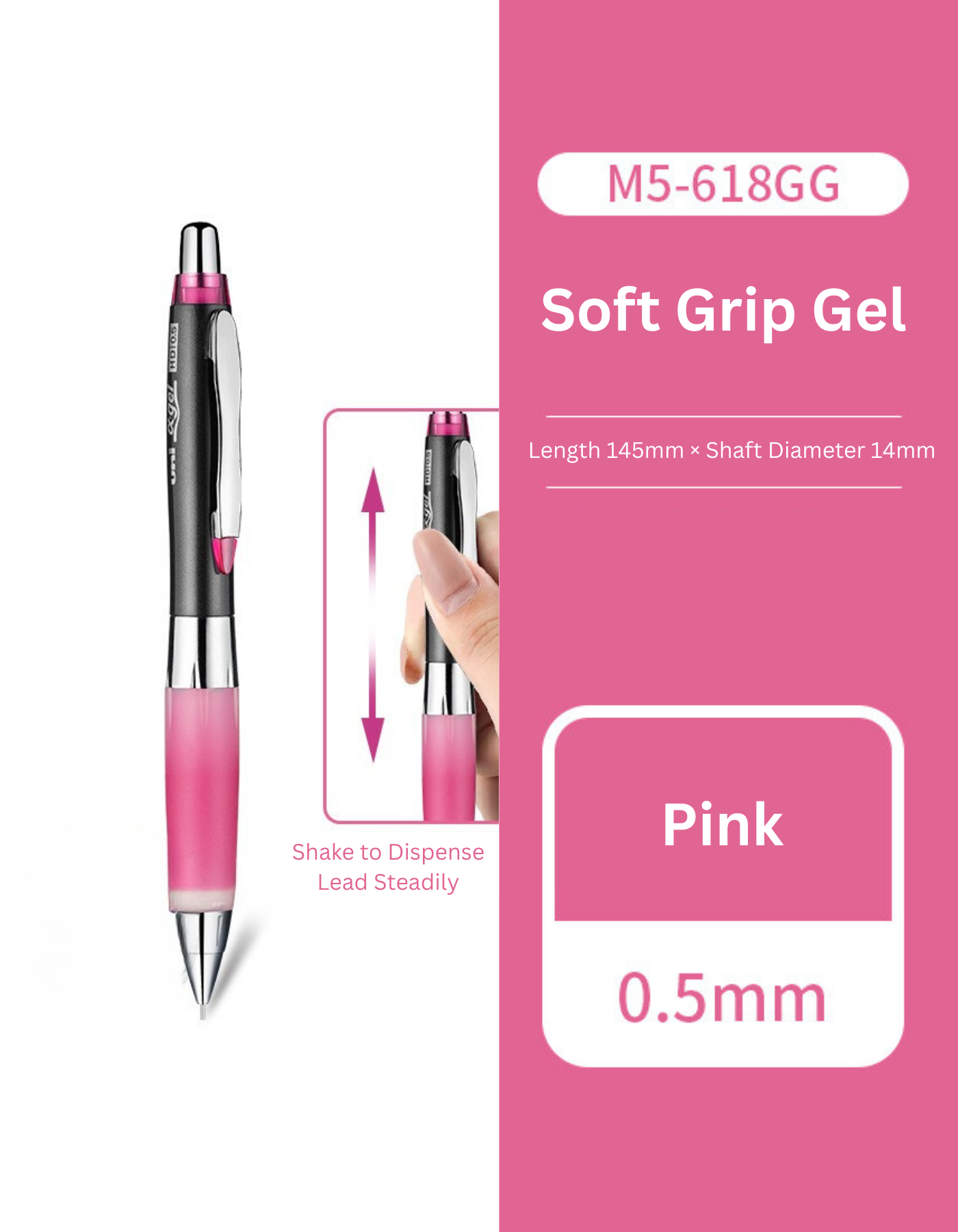 Uni Mitsubishi Kuru Toga Soft Gel Grip Mechanical Pencil M5-618GG