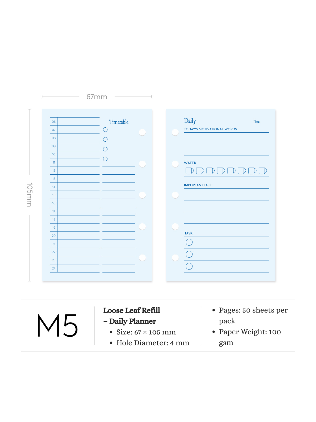 Refill Paper Inserts – A7 / M5 / A6 Sizes | Daily, Weekly, Monthly Planners & More