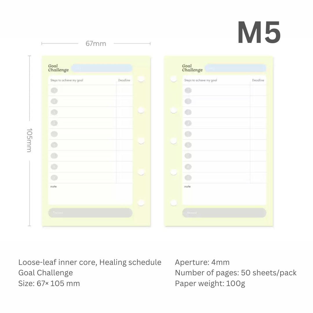 Loose-leaf A7/M5 Paper Refill Original Design Function Schedule Plan with Holes