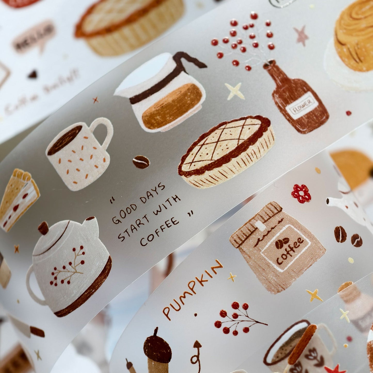 Coffee Moments – Light Retro Washi & PET Tape
