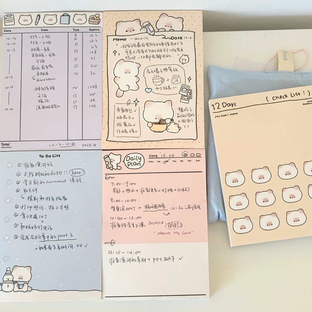 PUPU Functional Notepad Work Study Record, Plan List