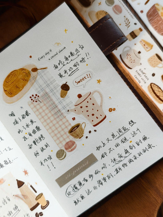 Coffee Moments – Light Retro Washi & PET Tape