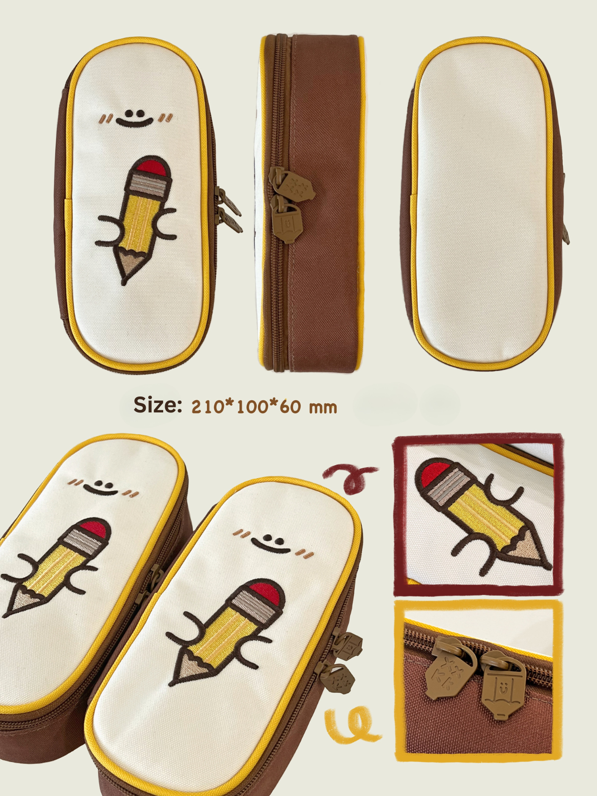 Original Pencil Head Cartoon Pencil Pouch