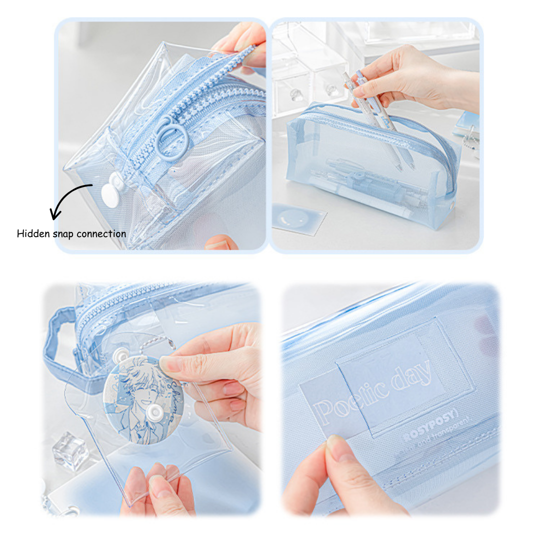 Gradient Dual-Compartment Pencil Case