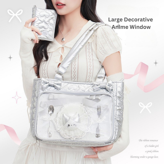 Light & Soft Cotton Shoulder Bag with Transparent Window