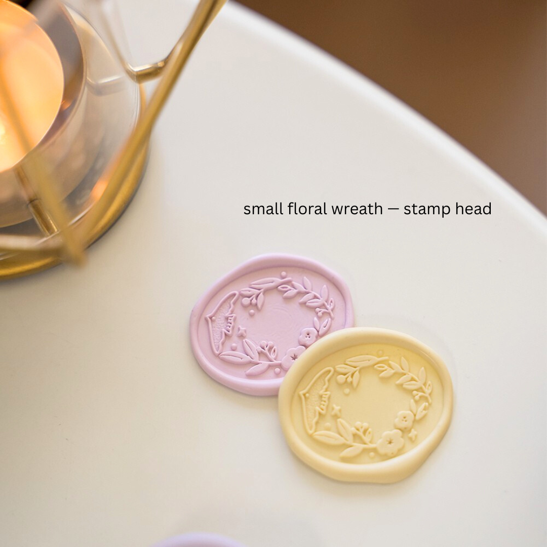 Original Floral Wreath Wax Sealing Stamps Head & Wooden Handle