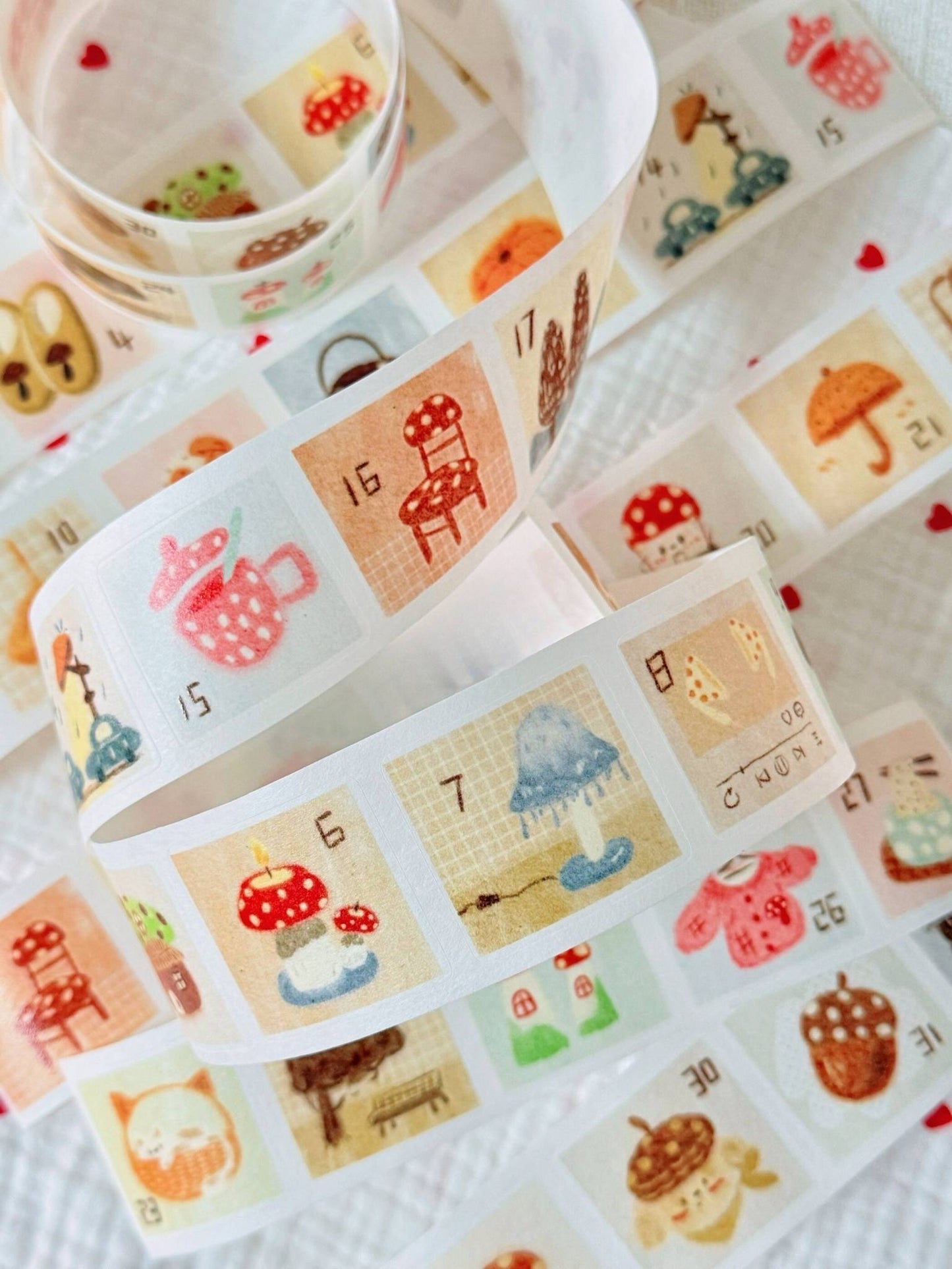 Original Little Mushroom Date Washi / Matte PET Sticker Tape