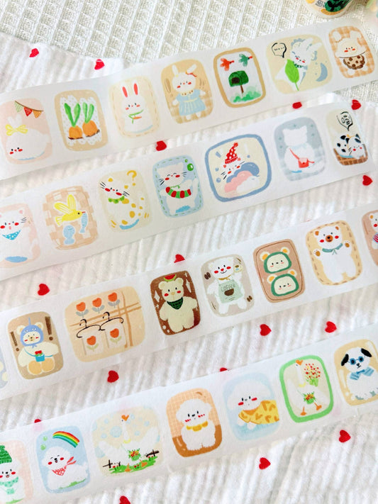 Original Sit in a Row die-cut washi / matte PET Sticker Tape