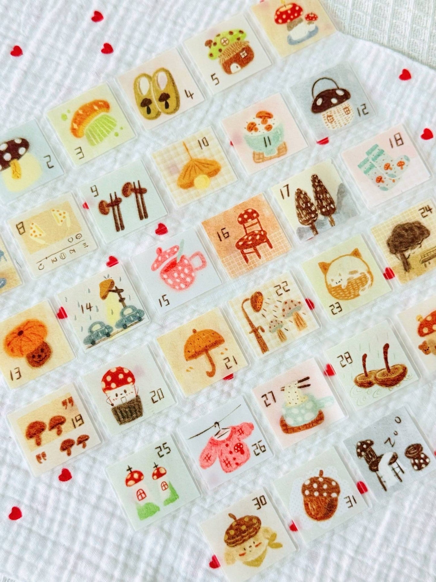 Original Little Mushroom Date Washi / Matte PET Sticker Tape