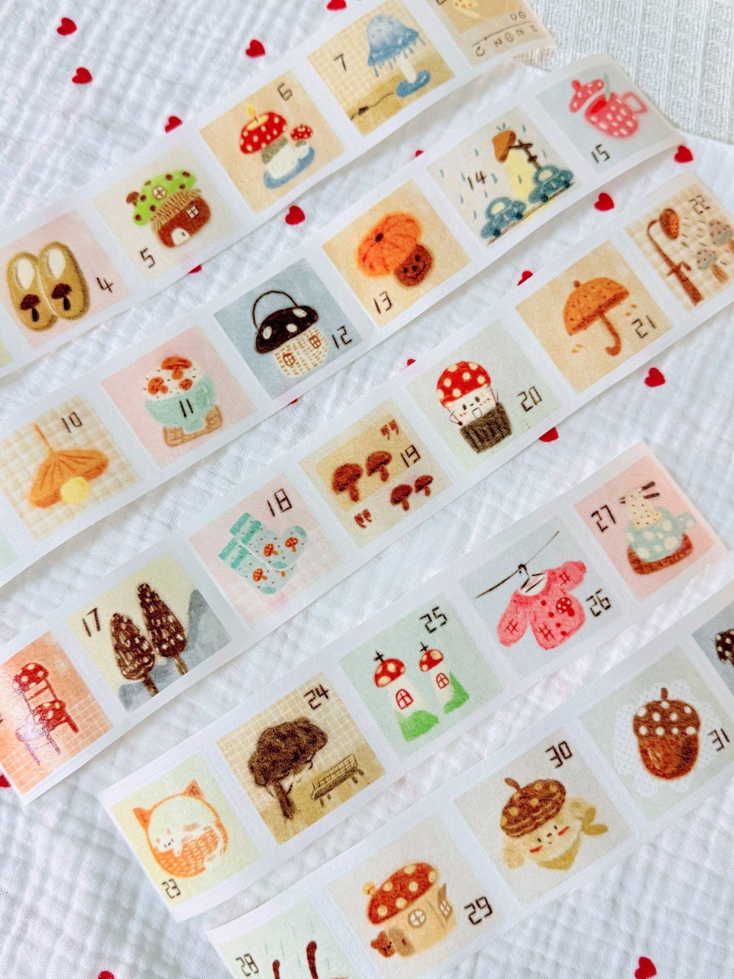 Original Little Mushroom Date Washi / Matte PET Sticker Tape