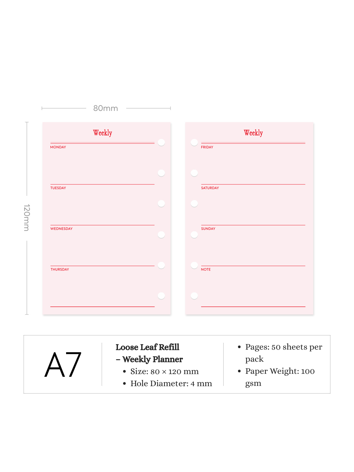 Refill Paper Inserts – A7 / M5 / A6 Sizes | Daily, Weekly, Monthly Planners & More