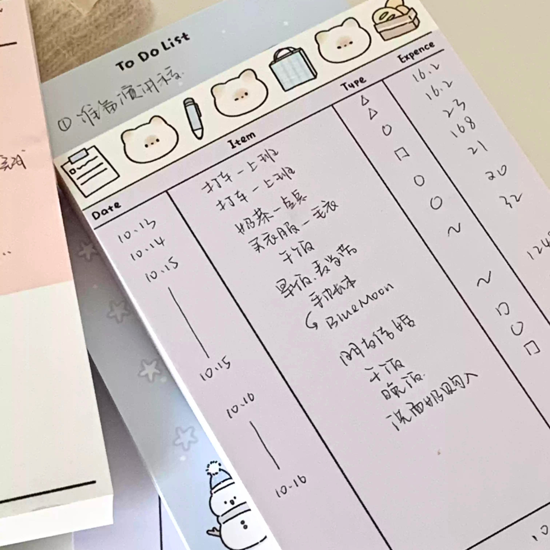 PUPU Functional Notepad Work Study Record, Plan List