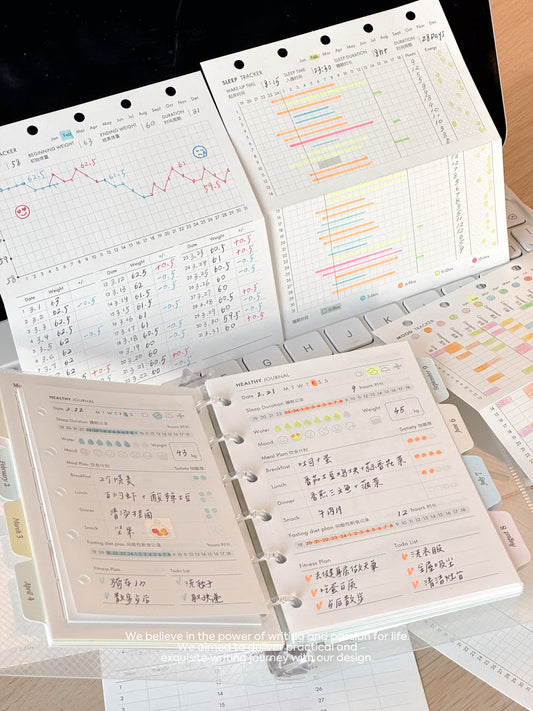M5/A7 Bi-Fold Loose-Leaf Paper Core | Sleep, Weight & Wellness Management