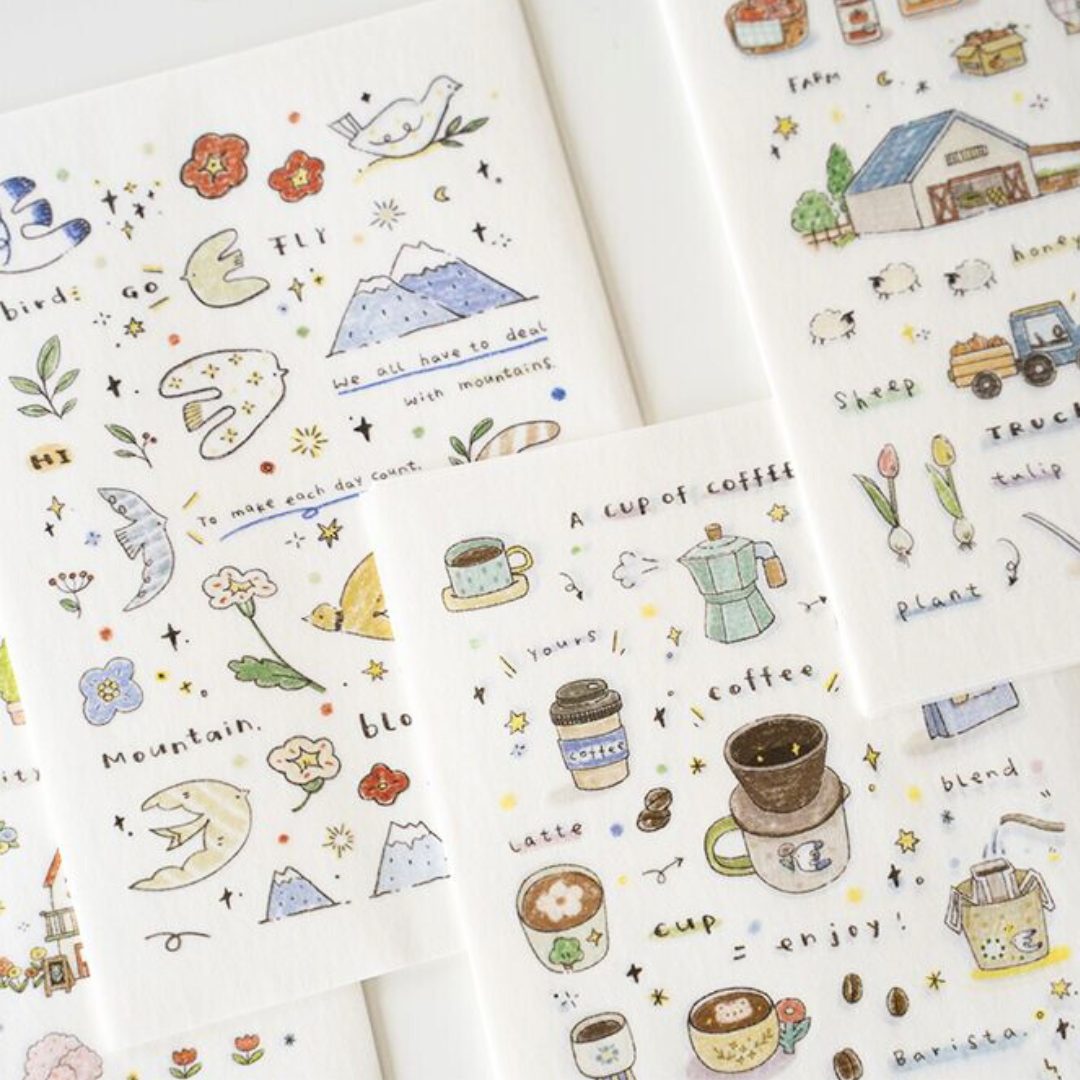 Original Coffee Bird Home Dual Material Die-cut Stickers