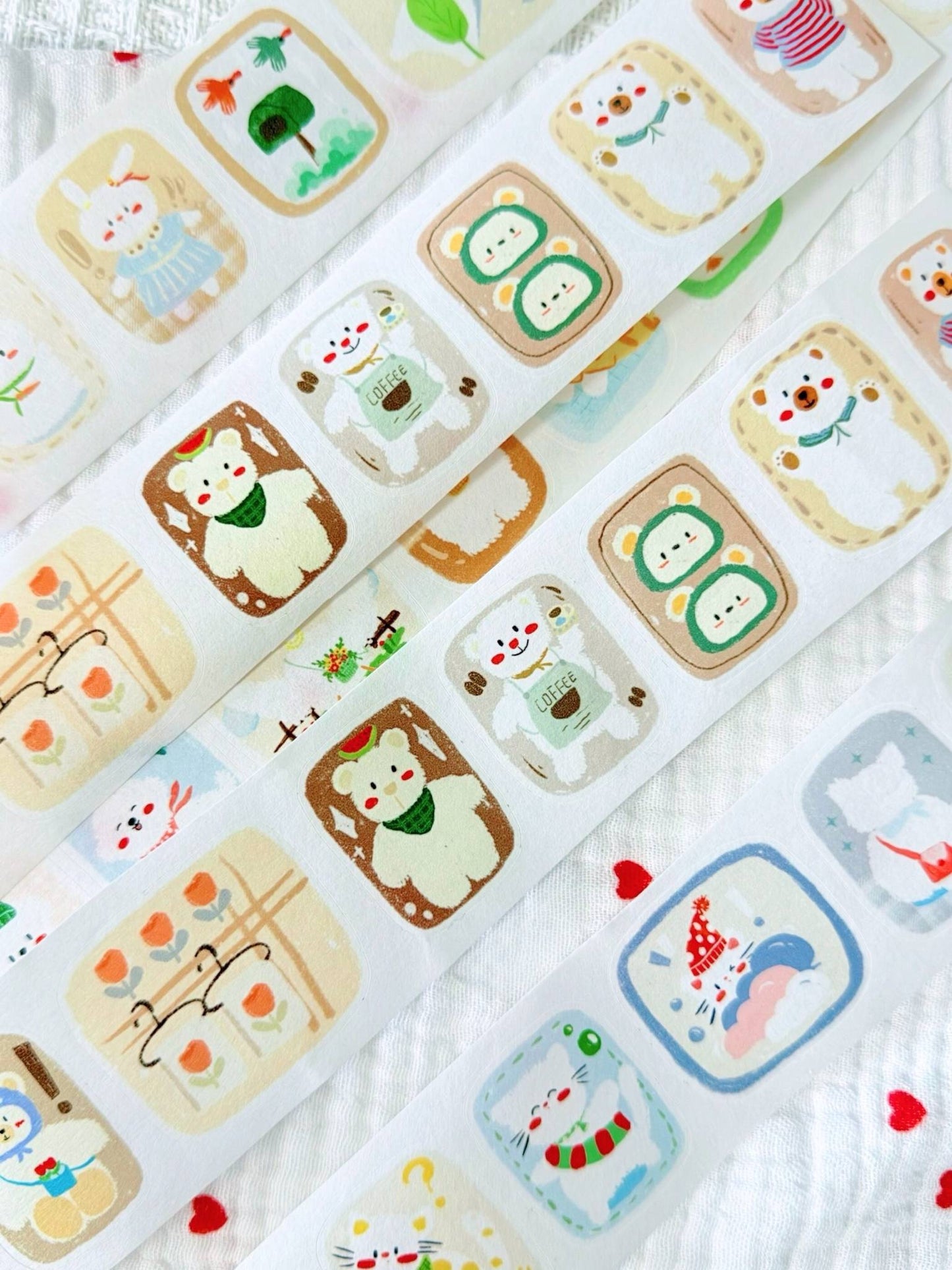Original Sit in a Row die-cut washi / matte PET Sticker Tape